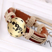HUFE European and American popular accessories handmade cowhide beaded bracelets, genuine leather bracelets and bracelets