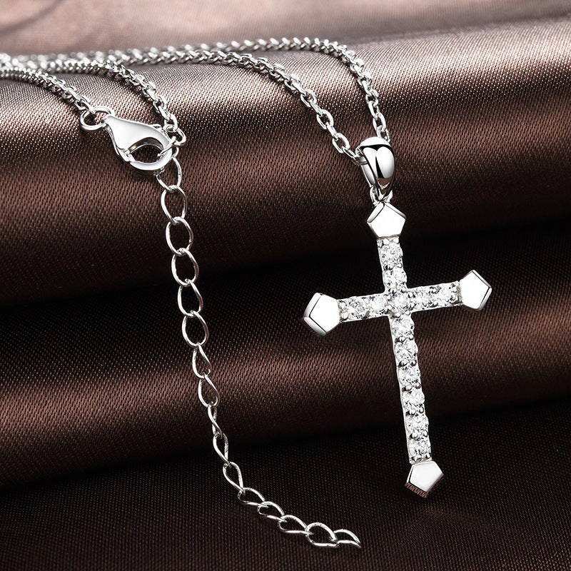 HUFEEuropean and American fashion hot sale diamond cross necklace simple male and female couple pendant