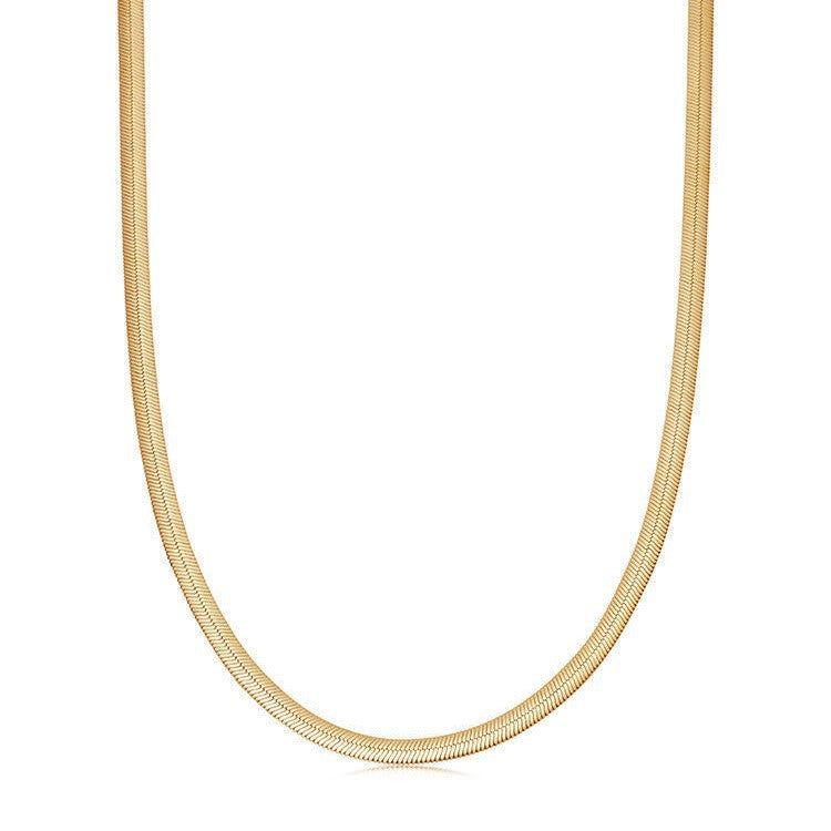 HUFES925 Sterling Silver Flat Snake Bone Chain Pure Chain Women's Cool Style ins Small Design Necklace High Quality Light Luxury Blade Chain