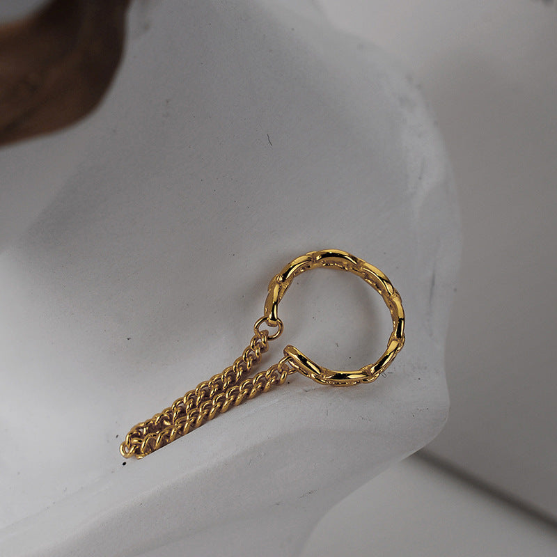 HUFEKorean version of simple s925 sterling silver handmade chain ear clip female earless ins cold wind chain ear clip
