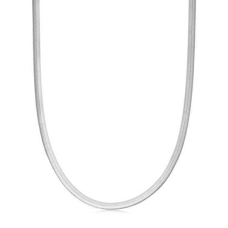 HUFES925 Sterling Silver Flat Snake Bone Chain Pure Chain Women's Cool Style ins Small Design Necklace High Quality Light Luxury Blade Chain