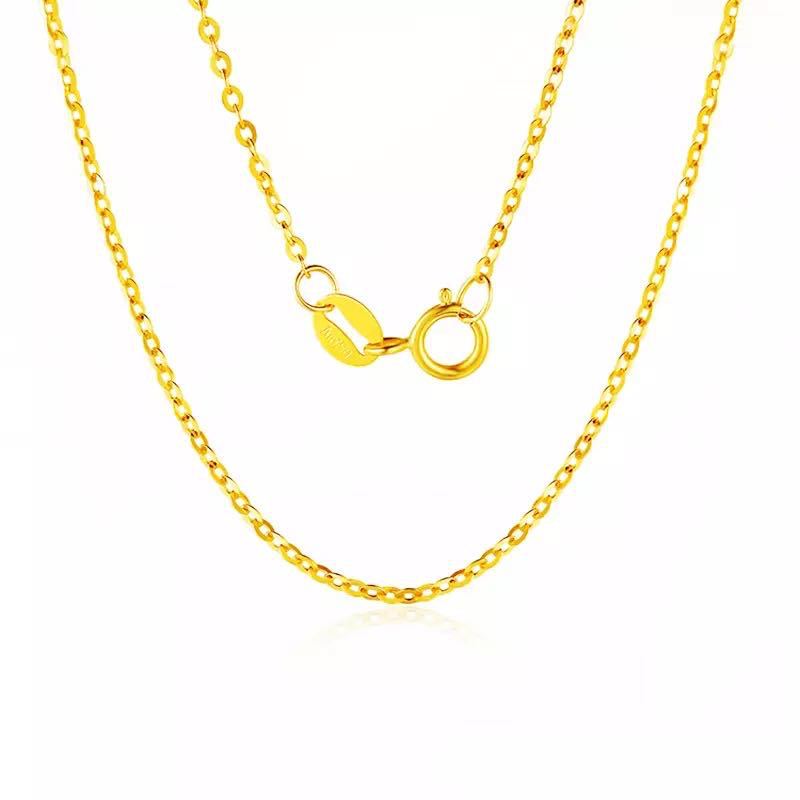 HUFEJewelry Authentic 18k Gold Chain Flash O Cross Chopin 750 Gold Lock Bone Chain Adjustable Support for Reinspection