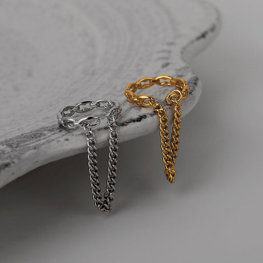 HUFEKorean version of simple s925 sterling silver handmade chain ear clip female earless ins cold wind chain ear clip
