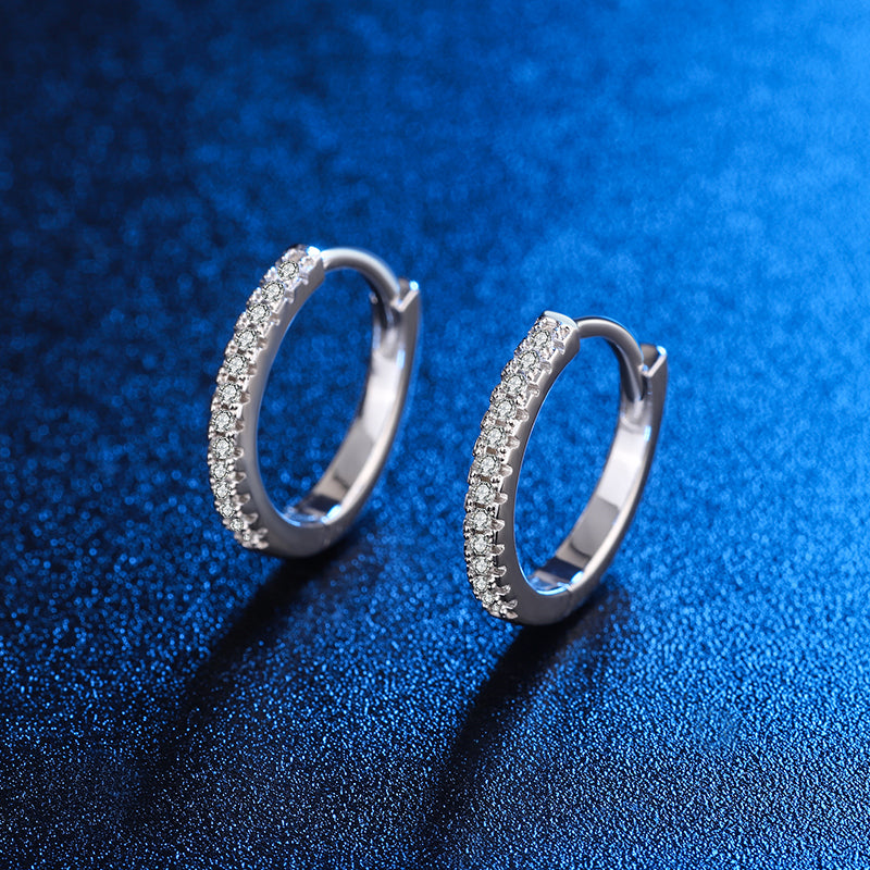 Elegant Simple Row Moissanite Stud Earrings in 925 Sterling Silver