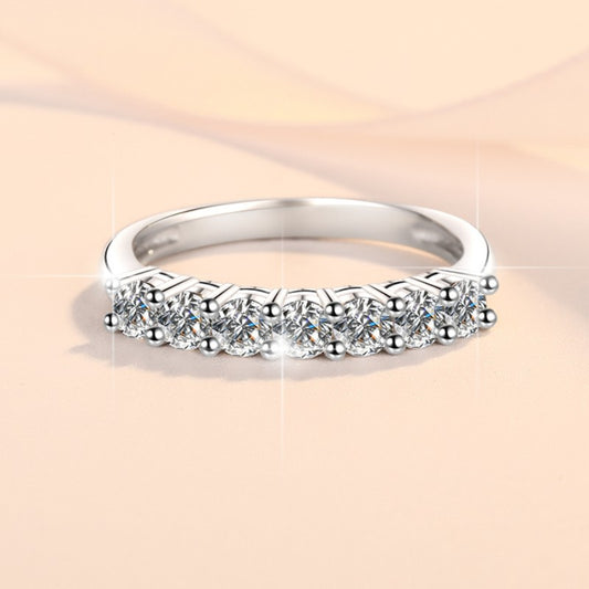 HUFE18kgold  plated s925 Sterling Silver Women's Ring Moissanite Diamond Ring Seven Star Row Ring Crown Stacked Ring (High-end Packaging)