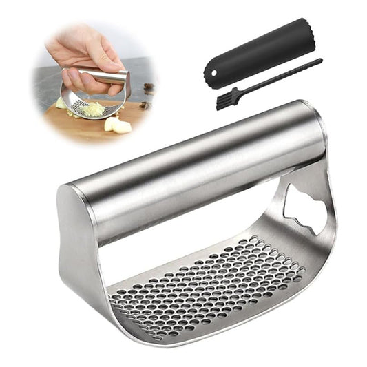 Effortlessly Crush Garlic and Peel Vegetables with this High-Quality 304 Stainless Steel Manual Press