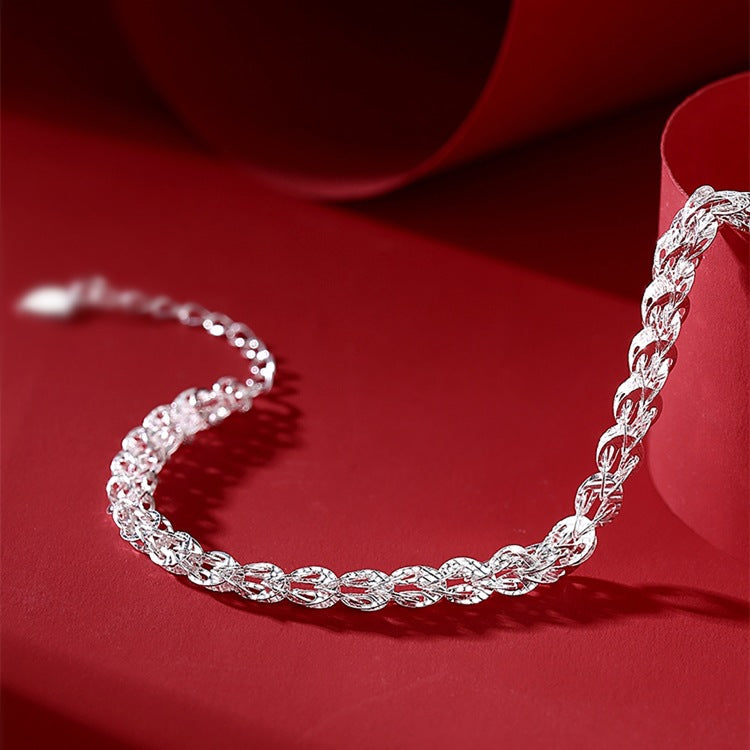 HUFEs925 sterling silver bracelet shiny phoenix tail chain fashion temperament ins high sense hollow element chain jewelry.