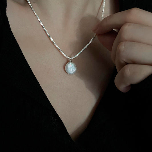 HUFEs925 sterling silver baroque pearl necklace women's tide ins old friends Monica the same sparkling collarbone chain