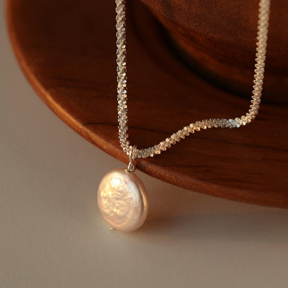 HUFEs925 sterling silver baroque pearl necklace women's tide ins old friends Monica the same sparkling collarbone chain